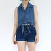 vintage 90's denim summer CROP TOP tie shirt blouse
