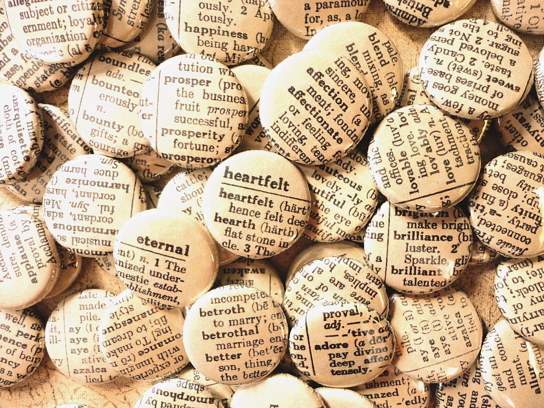 Handmade Wedding Favors - 100 1 Inch Pinback Buttons - Words Enough For A Lifetime Together