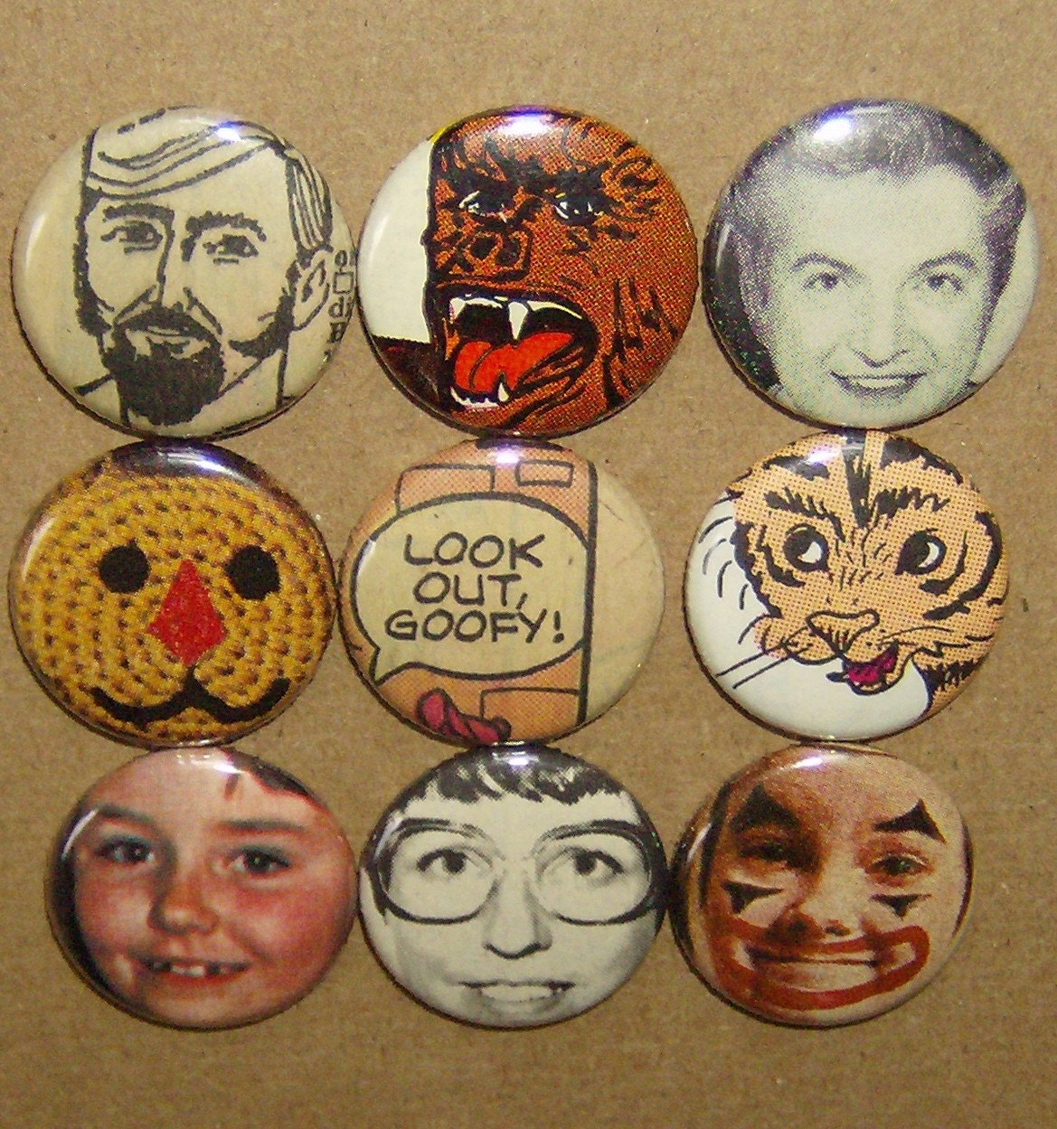 Look Out Goofy -1 Inch Button Set of 9