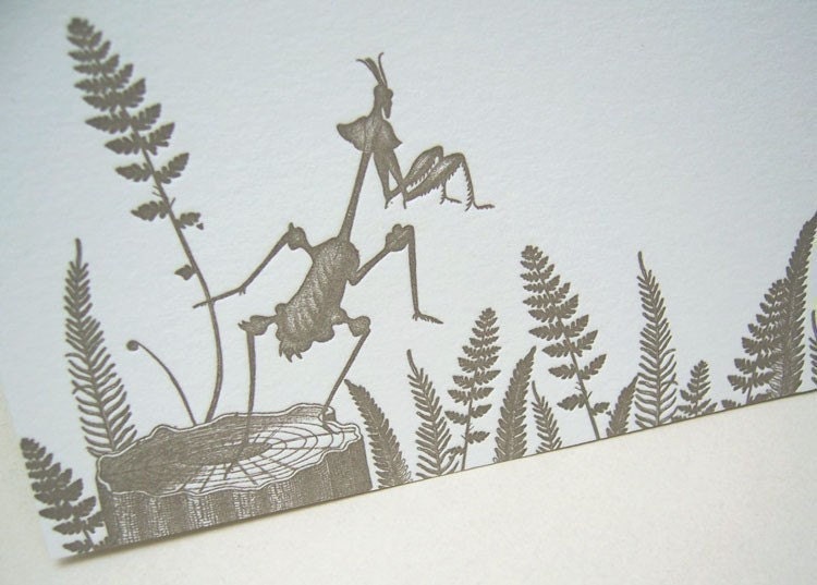 Geo Mantis - Letterpress Card