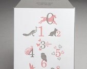 Pink and Grey Numbers Numbers Letterpress Print - Limited Edition