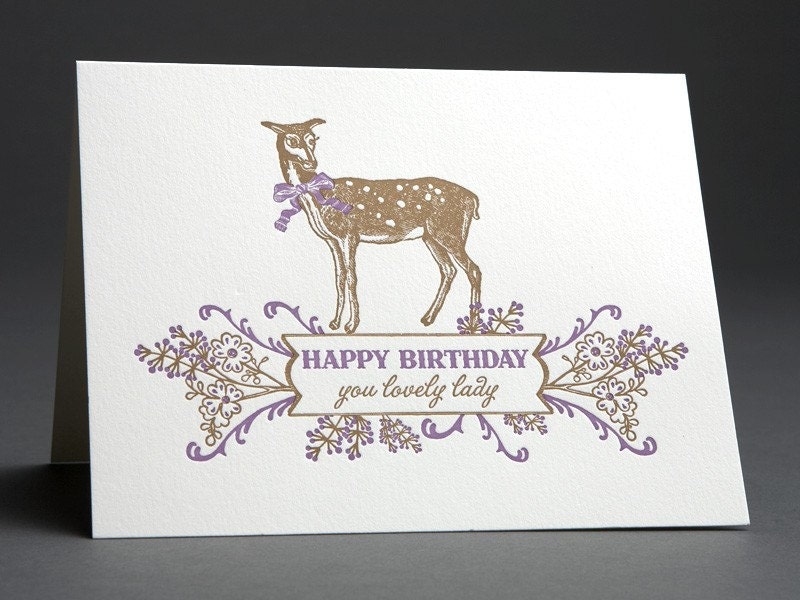 Lovely Lady Bday - Letterpress Greeting Card
