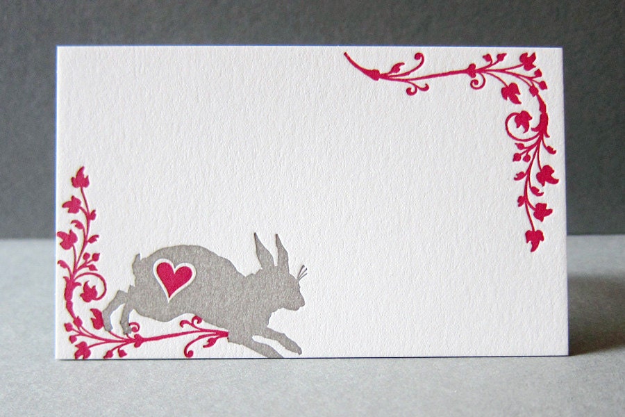 Lovely Rabbit - 6 Letterpress Gift Tags
