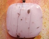 Petal pink with grey confetti fused glass pendant