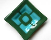 Turquoise and Teal fused glass mini plate