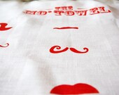The Mo' Towel (Orange on White Linen)