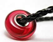 Juicy Cherry Red Sterling Silver Lined Handmade Lampwork Glass European Charm Bracelet Bead SRA