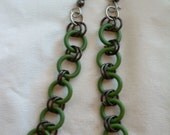 go green long dangly earrings FREE SHIPPING