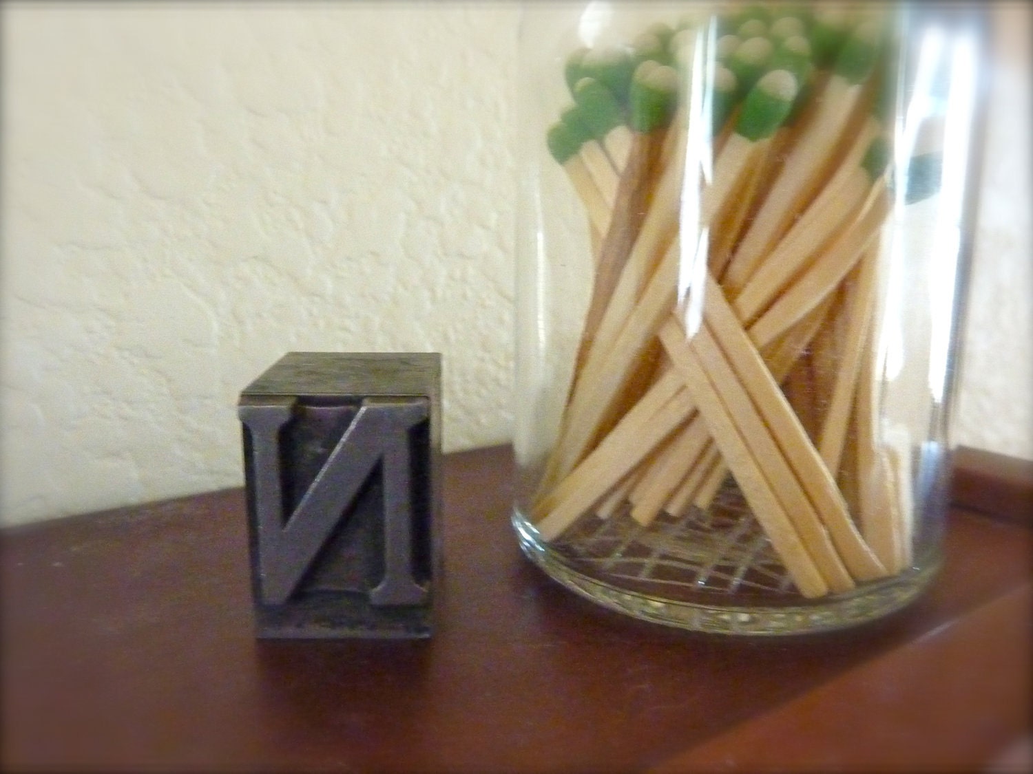 20s Era Letterpress Capital N Initial Decoration