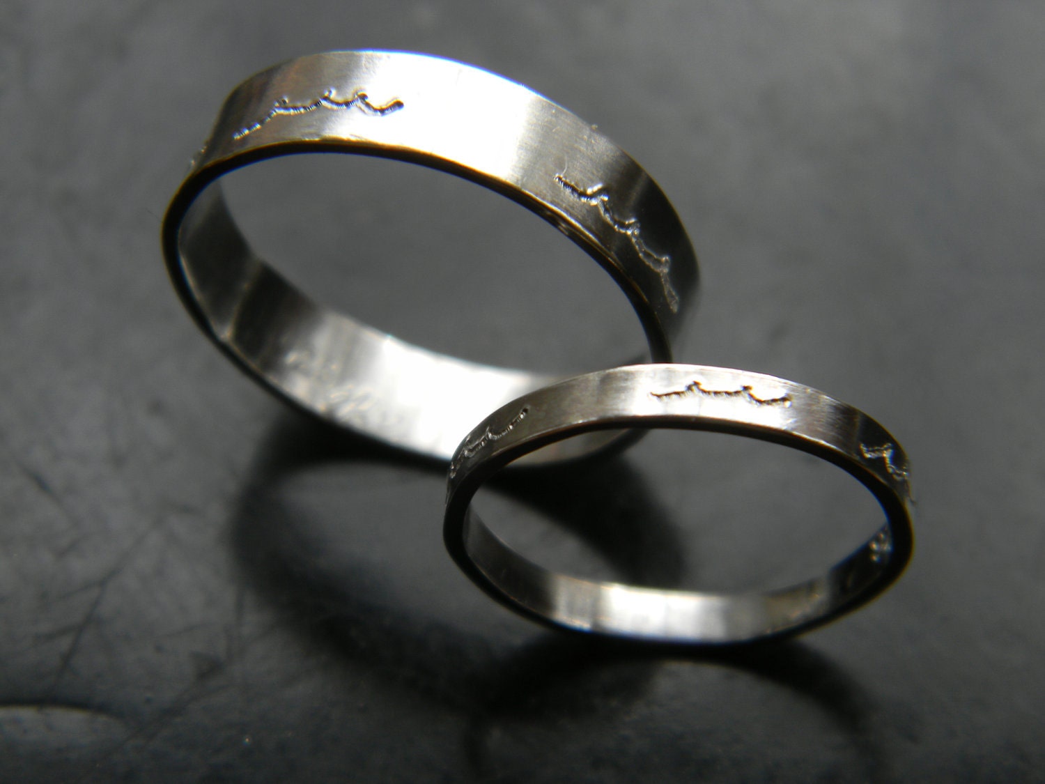Two Promise Rings - Surfs Up Wave Rings - Any Size - Wedding Rings from Mary Lu Wason
