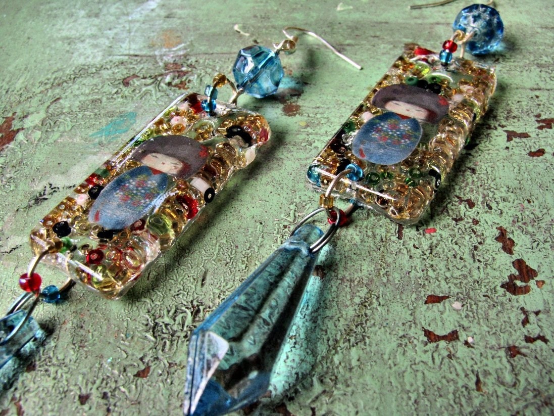 Blue Kokeshi Earrings