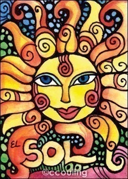 EL SOL / The Sun - Loteria Series - Artist Trading Card atc aceo