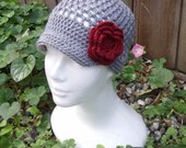 Lacy Flower Beanie - Custom - Choose your own size and colors - Women Crochet Hat