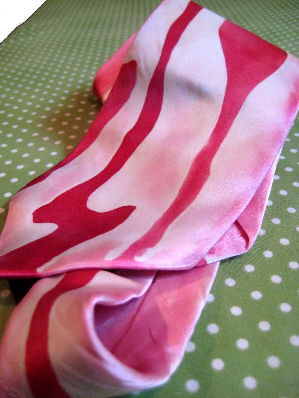 bacon tie - hand painted silk necktie