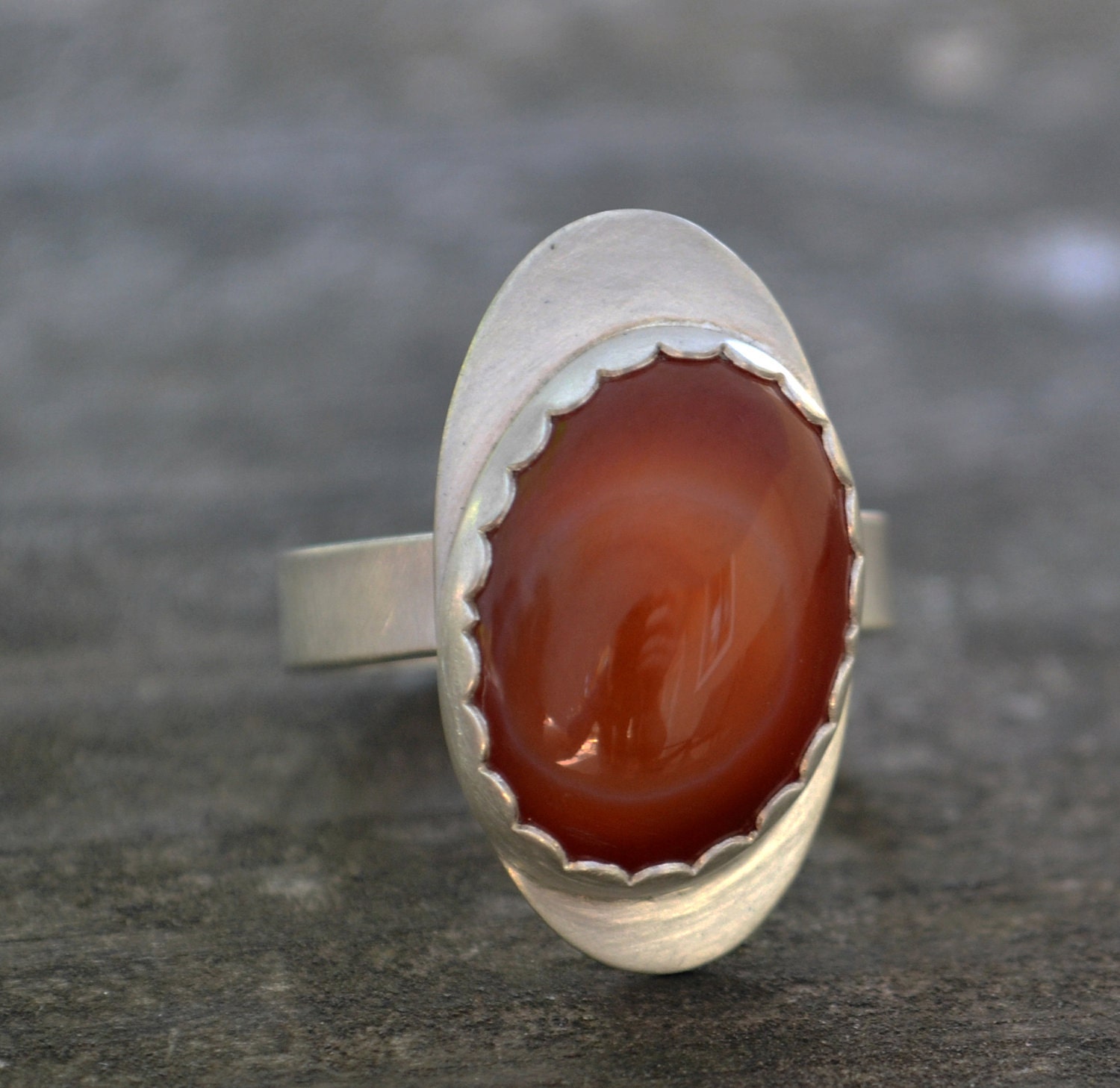 sunburst ring - sterling silver and carnelian