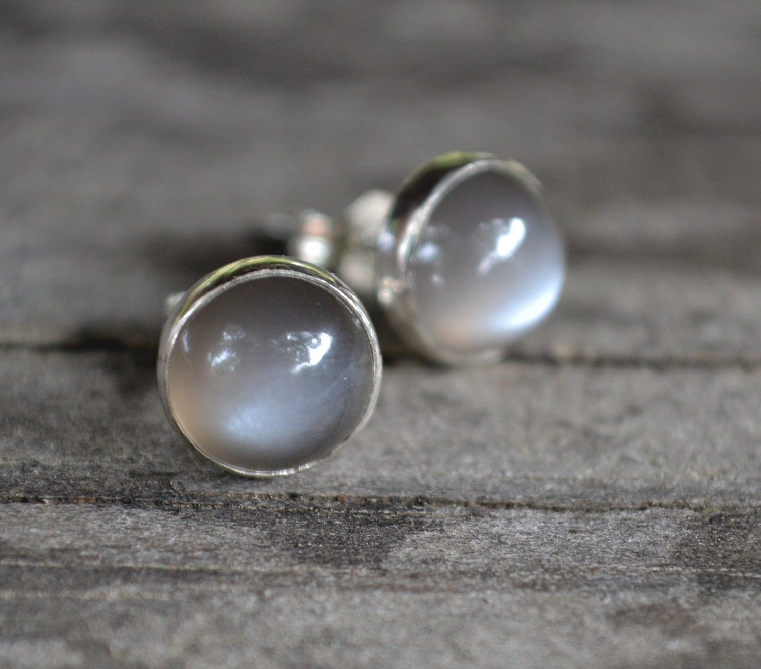 sterling silver and moonstone stud earrings