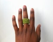 Simple Crochet Ring Band. Crochet Jewelry.  Olive Oasis Green