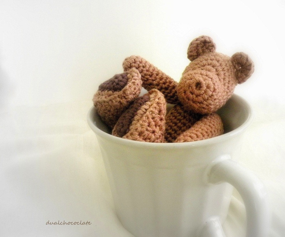 Little Cotton Crochet Bear. Chocolate Bear. Sweet Early Morning Dream.
