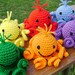 A Rainbow of Octopi - solid colored crocheted amigurumi