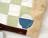 Pouch - Japanese Gohan - Rice bowl - Clear blue from Kimono fabric