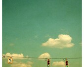 Cloud Photograph - Sky Photograph - Street Light - Signed Fine Art Photograph- Go- Alicia Bock