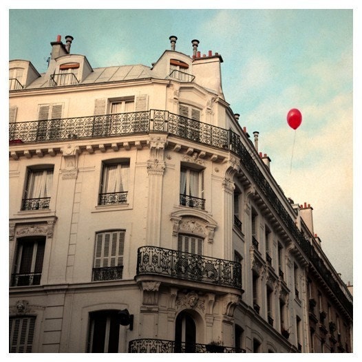Paris Photograph - Balloon Photograph - French Photography - Red Balloon - Signed Fine Art Photograph- Le Ballon Rouge - Alicia Bock