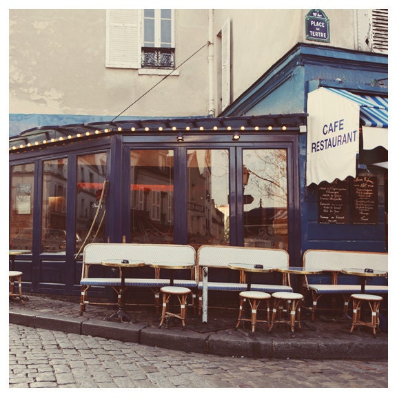 Paris Photograph - French Photography - Paris Cafe - Place du Tertre -  Fine Art Photograph - Bistro - Bistro Chairs