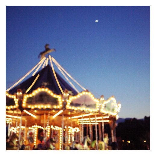 Carnival Photograph - Paris Photography - French Photograph - City - Carousel - Fine Art - Crescent Moon Over Paris
