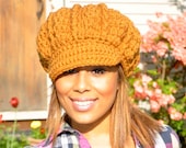Crocheted Hat - Honey - Crocheted Newsboy Hat