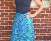Turquoise Batik Zigzag Skirt
