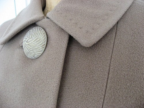 50s Cashmere Swing Coat - Mushroom Taupe - 1950s Vintage - Classic Tailored Overcoat - M to L