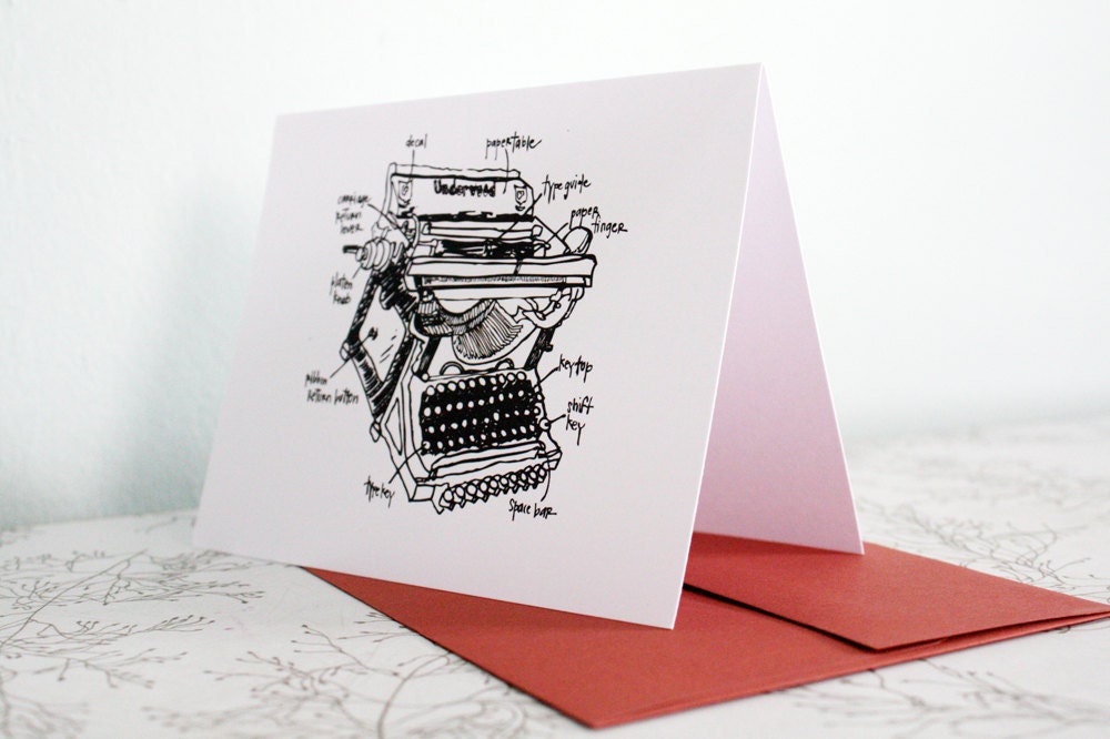 Classic Typewriter note card - blank note card