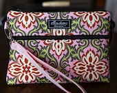 Kindle / iPad Miini / Nook / eReader / Padded Cover / Case / Zipper Wristlet- Pink Temple