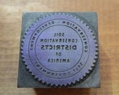 Vintage Letterpress Printers Block Soil Conservation Districts of America
