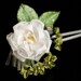 White Camellia and Clovers Kanzashi Silk Flower Hairpin - OOAK - Clearance