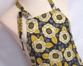 Full Cooking Apron-Women's Apron in grey and mustard modern floral