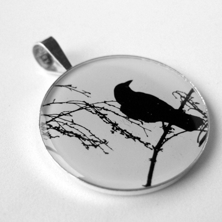 Photo Necklace, Lone Crow Circle Large
