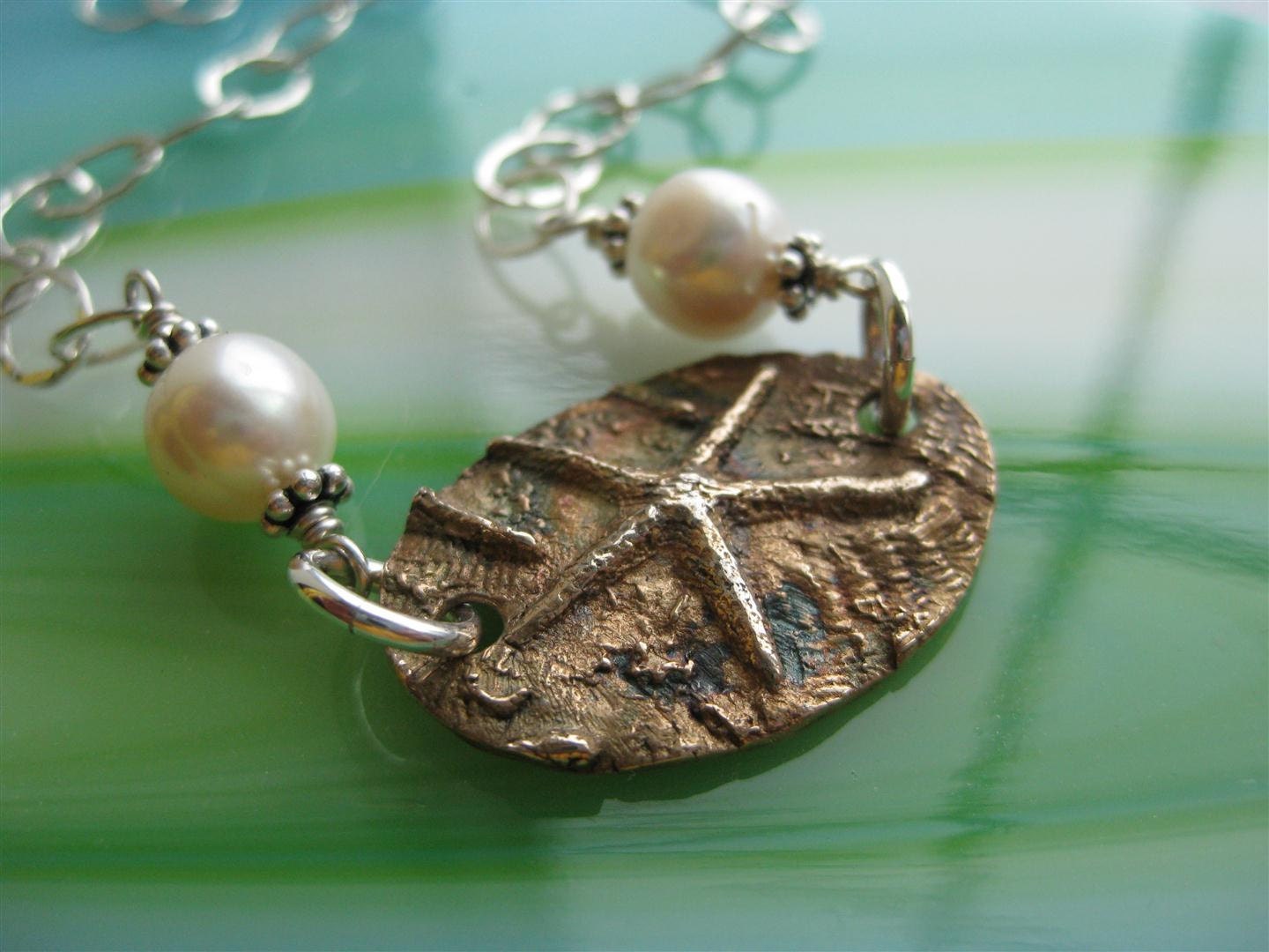 The Starfish Story Adoption or Volunteer Symbol Bronze And Sterling Silver Necklace With Pearl