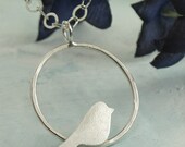 Bird Perched Pendant - sterling silver necklace by Kathryn Riechert