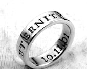 Poesy Ring custom made  - Heavy Duty Band -  hand stamped ring sterling silver metal with your choice of fonts
