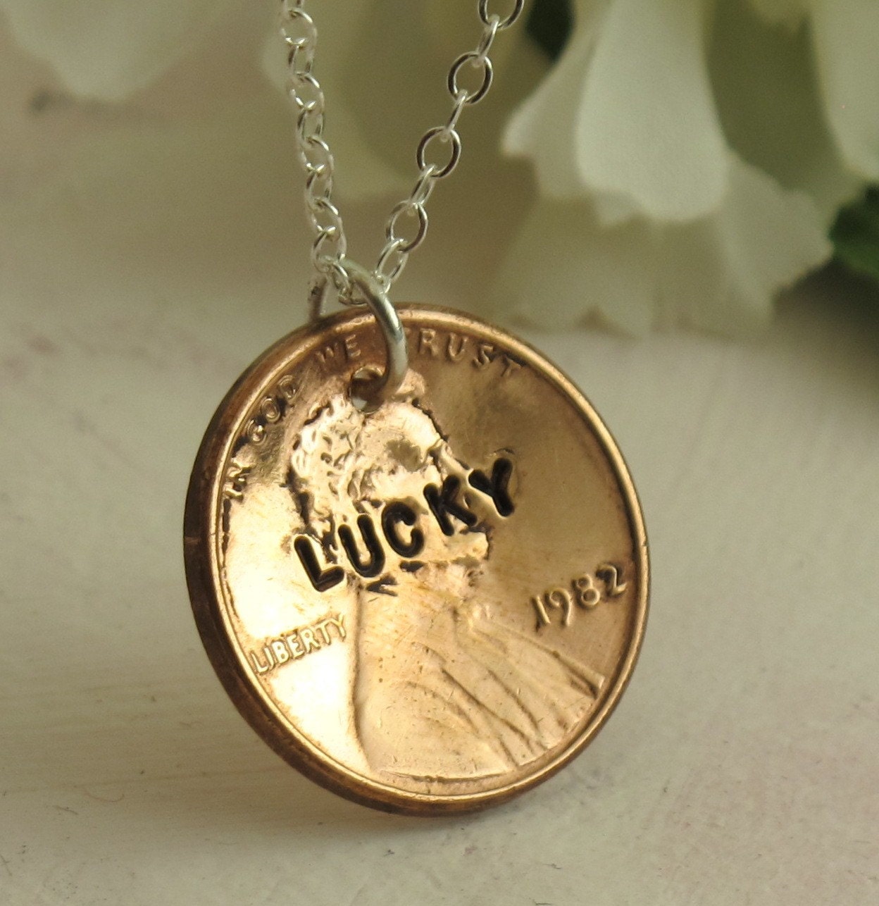 Lucky Penny Necklace -- sterling silver with a coin by Kathryn Riechert