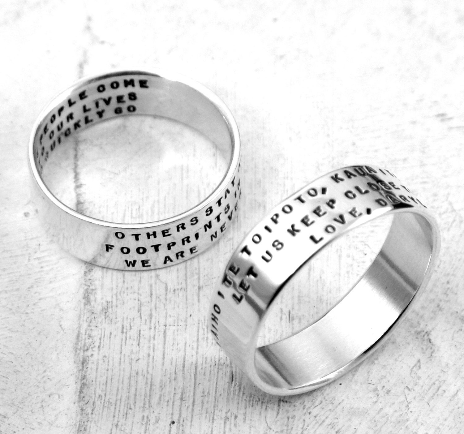 Three Line Posey Ring - personalized ring in sterling silver and custom made with your message - Tiny Text