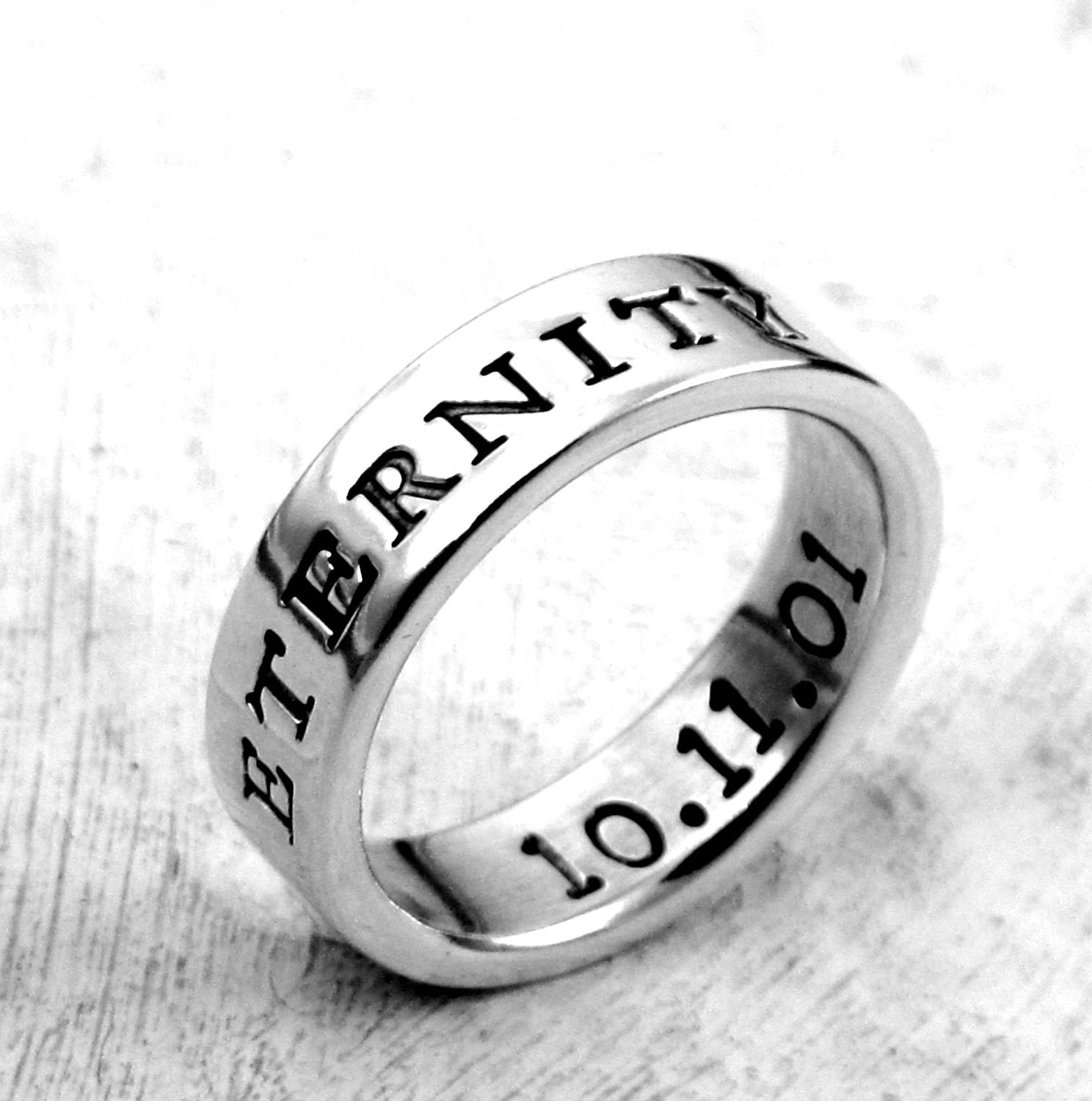 Poesy Ring custom made  - Heavy Duty Band -  hand stamped ring sterling silver metal with your choice of fonts