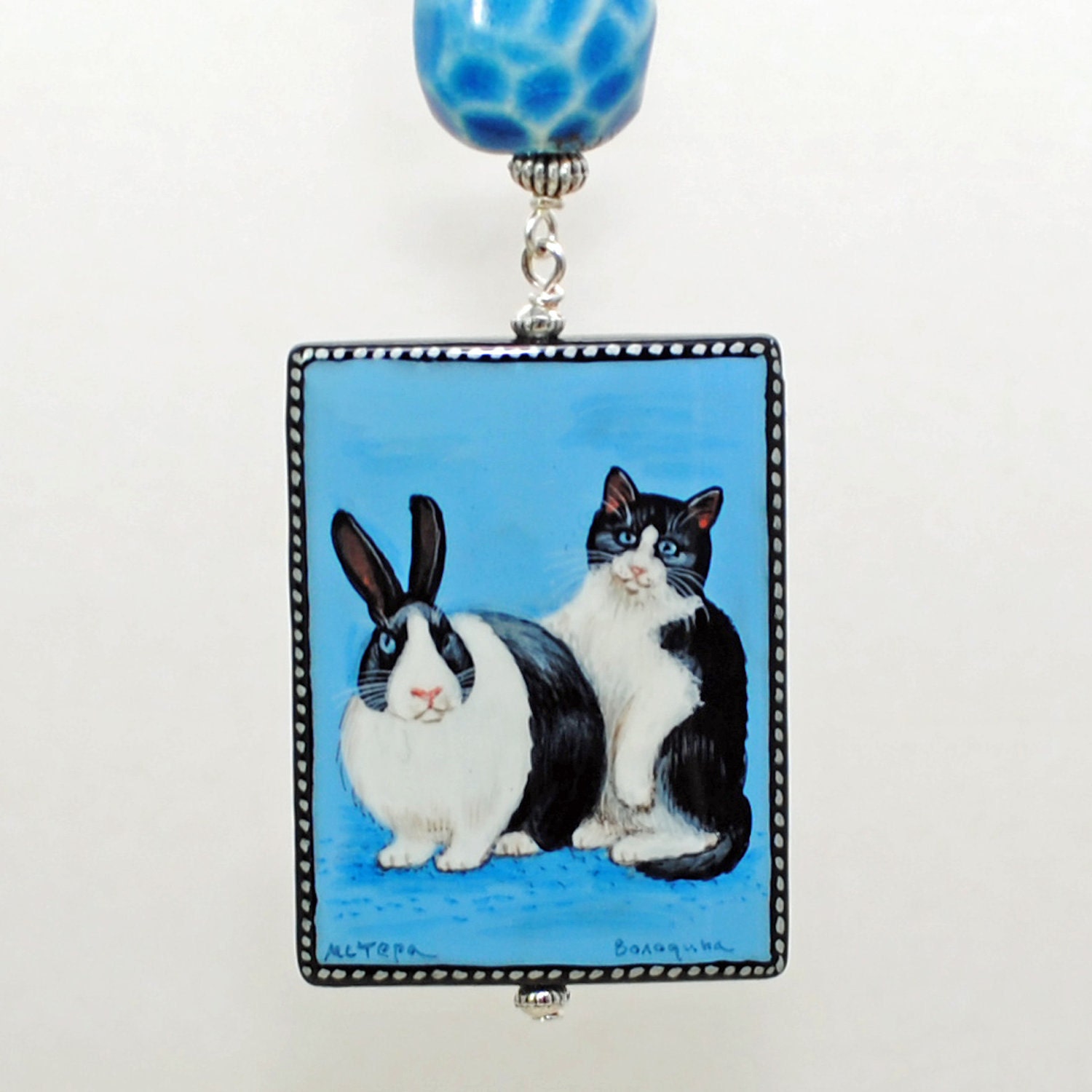 Blues Brothers Bunny Rabbit and Cat Necklace