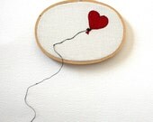 Oval Heart Shaped Balloon Hand Embroidered Wall Plaque