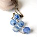 Indigo and White Recycled Glass Necklace, rustic glass beads, brass chain, eco friendly fashion