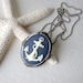 Anchor Necklace - ivory anchor, navy background, cameo, brooch, nautical fashion, summer fashion