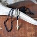 Arrow Necklace - black wire wrapped antiqued brass arrow pendant - archery - unisex fashion - Handmade by BlackStar