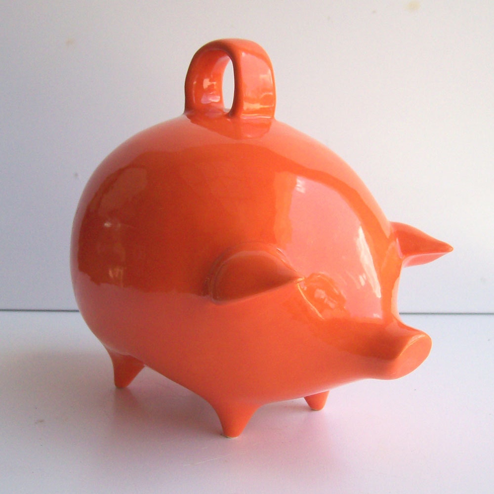 Mexican Piggy Bank Vintage Design in Orange