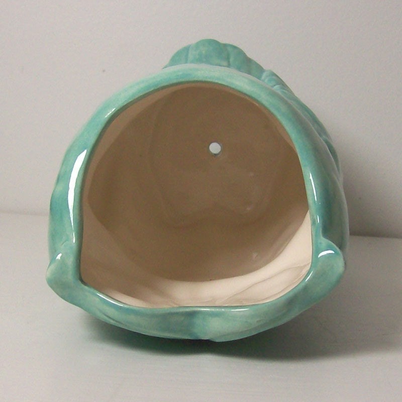 Ceramic Tiki Owl Planter Vintage Design in Aqua Blue
